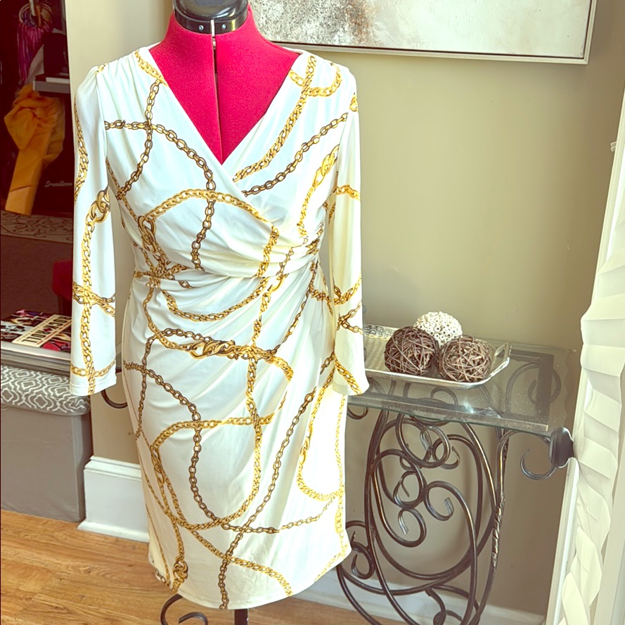 Ralph Lauren Dress Classic White & Gold Dress